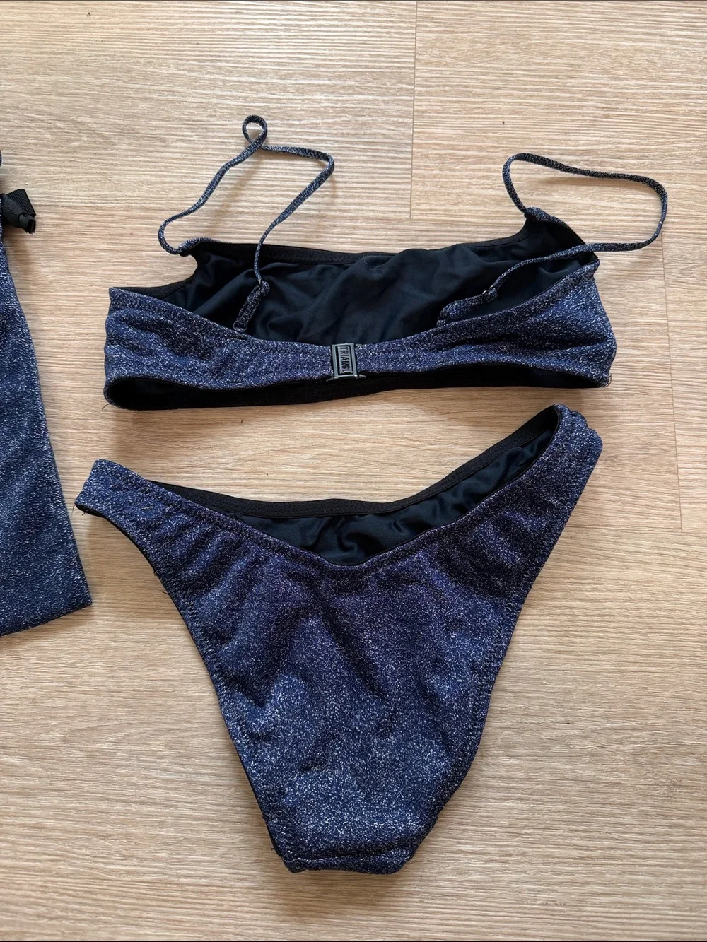 triangl swimwear Navy Shimmer Bikini Set with Pouch